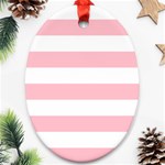 Horizontal Stripes - White and Pink Oval Ornament (Two Sides)