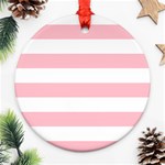 Horizontal Stripes - White and Pink Ornament (Round)