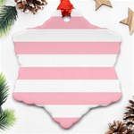 Horizontal Stripes - White and Pink Snowflake Ornament (Two Sides)