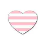 Horizontal Stripes - White and Pink Heart Coaster (4 pack)