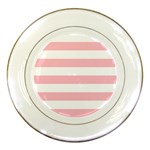 Horizontal Stripes - White and Pink Porcelain Plate
