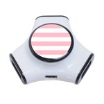 Horizontal Stripes - White and Pink Portable USB Hub (One Side)