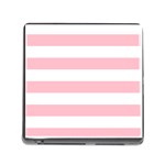 Horizontal Stripes - White and Pink Memory Card Reader (Square)