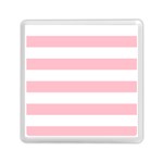 Horizontal Stripes - White and Pink Memory Card Reader with Storage (Square)