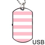 Horizontal Stripes - White and Pink Dog Tag USB Flash (One Side)