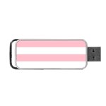 Horizontal Stripes - White and Pink Portable USB Flash (Two Sides)