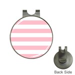 Horizontal Stripes - White and Pink Golf Ball Marker Hat Clip