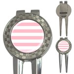 Horizontal Stripes - White and Pink 3-in-1 Golf Divot