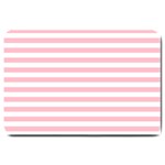 Horizontal Stripes - White and Pink Large Doormat