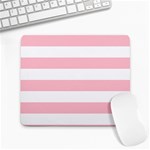 Horizontal Stripes - White and Pink Large Mousepad