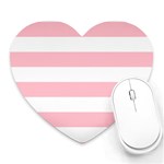 Horizontal Stripes - White and Pink Heart Mousepad