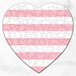 Horizontal Stripes - White and Pink Jigsaw Puzzle (Heart)