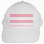 Horizontal Stripes - White and Pink White Cap