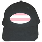 Horizontal Stripes - White and Pink Black Cap