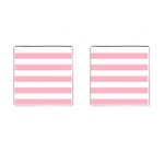Horizontal Stripes - White and Cherry Blossom Pink Cufflinks (Square)