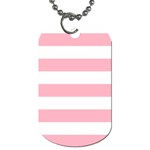 Horizontal Stripes - White and Cherry Blossom Pink Dog Tag (One Side)