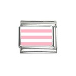 Horizontal Stripes - White and Cherry Blossom Pink Italian Charm (9mm)