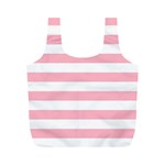 Horizontal Stripes - White and Cherry Blossom Pink Full Print Recycle Bag (M)