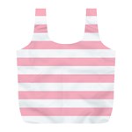 Horizontal Stripes - White and Cherry Blossom Pink Full Print Recycle Bag (L)