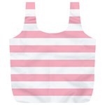Horizontal Stripes - White and Cherry Blossom Pink Full Print Recycle Bag (XL)