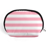 Horizontal Stripes - White and Cherry Blossom Pink Accessory Pouch (Medium)