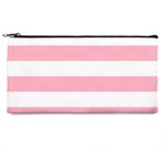 Horizontal Stripes - White and Cherry Blossom Pink Pencil Case