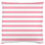 Horizontal Stripes - White and Cherry Blossom Pink Large Cushion Case (One Side)