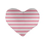 Horizontal Stripes - White and Cherry Blossom Pink Standard 16  Premium Flano Heart Shape Cushion