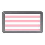 Horizontal Stripes - White and Cherry Blossom Pink Memory Card Reader (Mini)