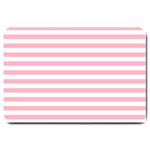 Horizontal Stripes - White and Cherry Blossom Pink Large Doormat