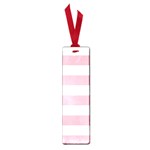 Horizontal Stripes - White and Cherry Blossom Pink Small Book Mark