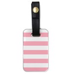 Horizontal Stripes - White and Cherry Blossom Pink Luggage Tag (One Side)