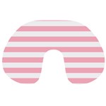 Horizontal Stripes - White and Cherry Blossom Pink Travel Neck Pillow
