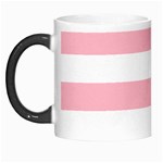 Horizontal Stripes - White and Cherry Blossom Pink Morph Mug