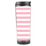 Horizontal Stripes - White and Cherry Blossom Pink Travel Tumbler