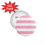 Horizontal Stripes - White and Cherry Blossom Pink 1.75  Button (100 pack)
