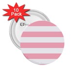 Horizontal Stripes - White and Cherry Blossom Pink 2.25  Button (10 pack)