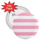 Horizontal Stripes - White and Cherry Blossom Pink 2.25  Button (100 pack)
