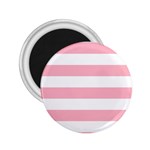 Horizontal Stripes - White and Cherry Blossom Pink 2.25  Magnet