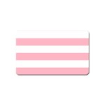 Horizontal Stripes - White and Cherry Blossom Pink Magnet (Name Card)