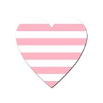 Horizontal Stripes - White and Cherry Blossom Pink Magnet (Heart)