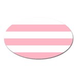 Horizontal Stripes - White and Cherry Blossom Pink Magnet (Oval)