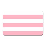 Horizontal Stripes - White and Cherry Blossom Pink Magnet (Rectangular)