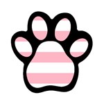 Horizontal Stripes - White and Cherry Blossom Pink Magnet (Paw Print)