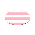 Horizontal Stripes - White and Cherry Blossom Pink Sticker (Oval)