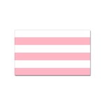 Horizontal Stripes - White and Cherry Blossom Pink Sticker (Rectangular)