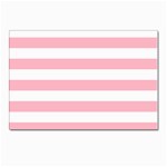 Horizontal Stripes - White and Cherry Blossom Pink Postcards 5  x 7  (Pkg of 10)