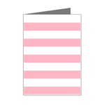 Horizontal Stripes - White and Cherry Blossom Pink Mini Greeting Card