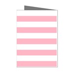Horizontal Stripes - White and Cherry Blossom Pink Mini Greeting Cards (Pkg of 8)