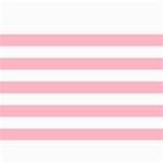 Horizontal Stripes - White and Cherry Blossom Pink 5  x 7  Photo Cards